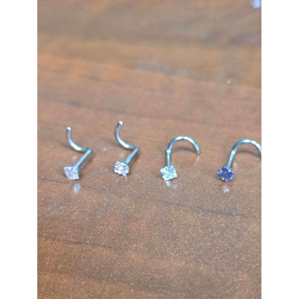 15pc Assorted Nose Screw Rings Set Silver Tone Faux Opal Colorful Stones Studs